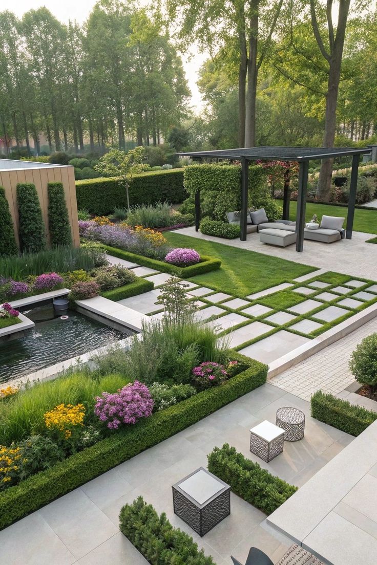 Cozy fire pit area in a modern backyard